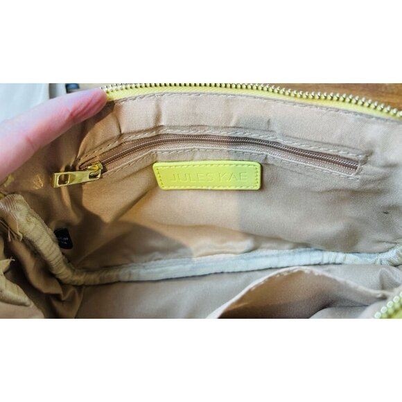 Jules Kae Anthropologie Lilian Shoulder Bag Chartreuse Gold Chain Vegan Leather - Picture 10 of 10
